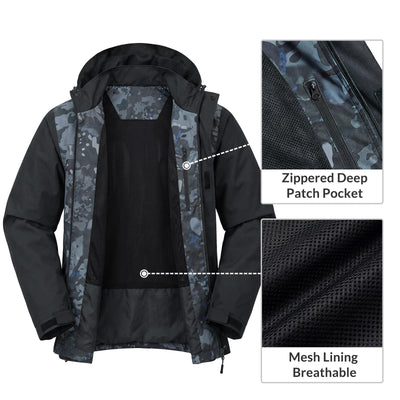 LOOGU Men’s Waterproof Packable Rain Jacket with Hood and Mesh Lining J40 — Loogu Spretta Abyssal Grey /Black