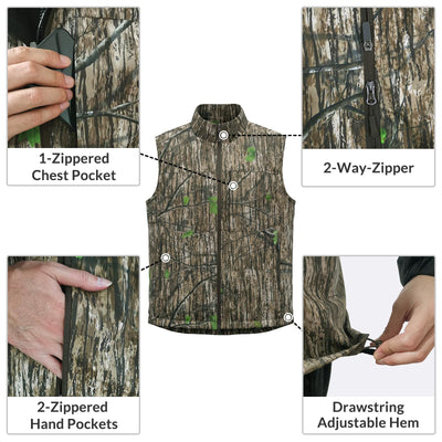 LOOGU Men’s Camo Hunting Vest Lightweight with Pockets M30 — Loogu Ents Green