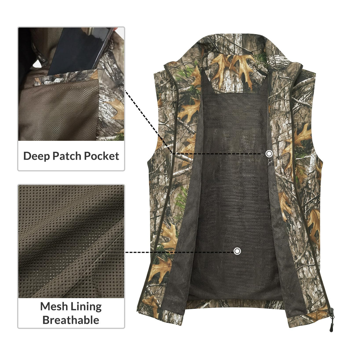 LOOGU Men’s Camo Hunting Vest Lightweight with Pockets M30 — Loogu Super Tree Camo
