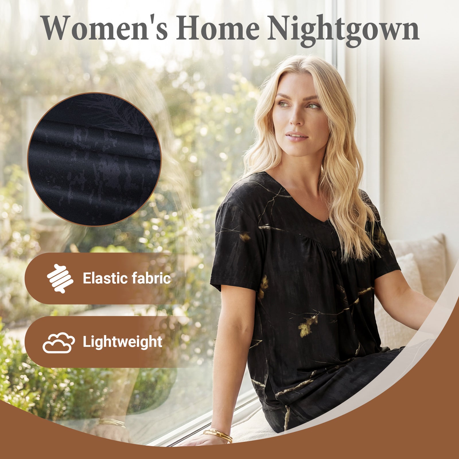 LOOGU Women's Nightgown with Pockets WN10