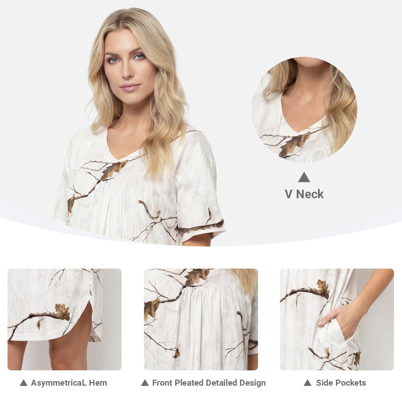 LOOGU Women's Nightgown with Pockets WN10