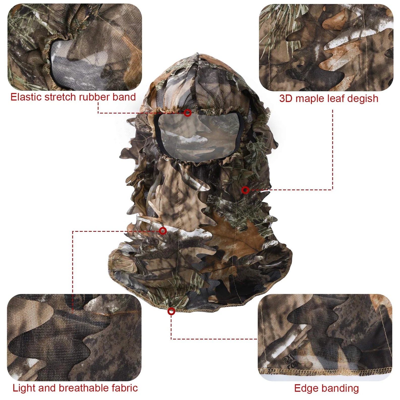 LOOGU Hunting Ghillie Face Mask 3D Leafy