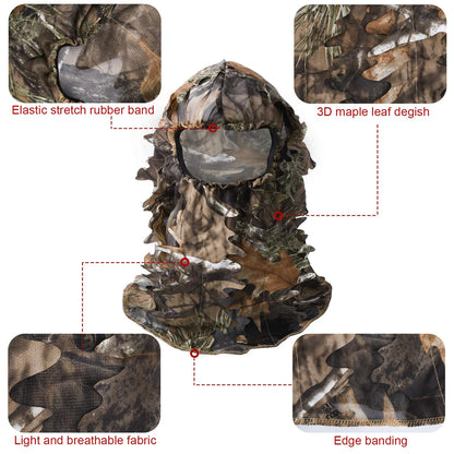 LOOGU Hunting Ghillie Face Mask 3D Leafy