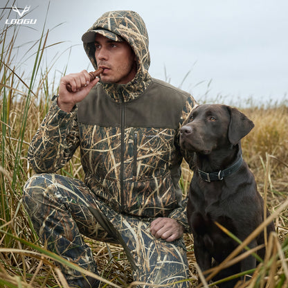 LOOGU Camo Hunting Fleece Lining Hooded Jacket M50-1