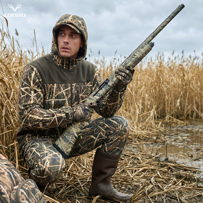 LOOGU Camo Hunting Fleece Lining Hooded Jacket M50-1