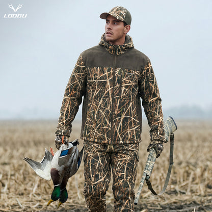 LOOGU Camo Hunting Fleece Lining Hooded Jacket M50-1
