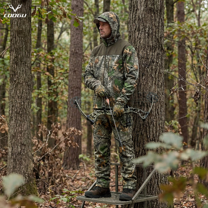 LOOGU Camo Hunting Fleece Lining Hooded Jacket M50-1