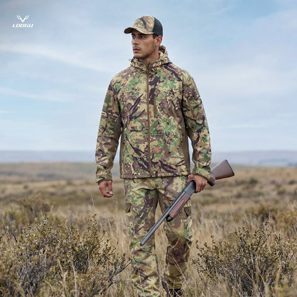 LOOGU Camo Hunting Fleece Lining Hooded Jacket M52