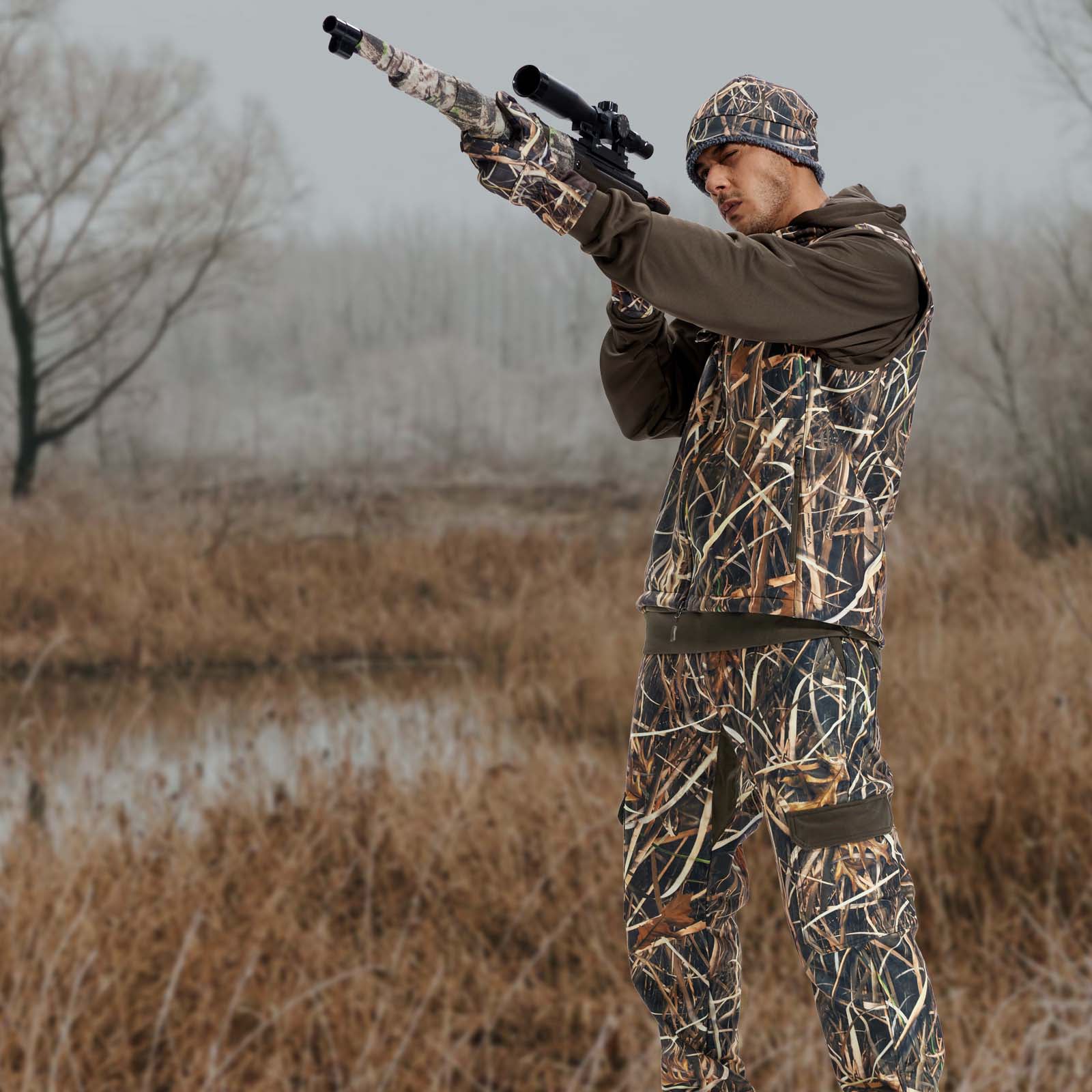 LOOGU Camo Hunting  Fleece Insulation Pants 6 pocket P20-1