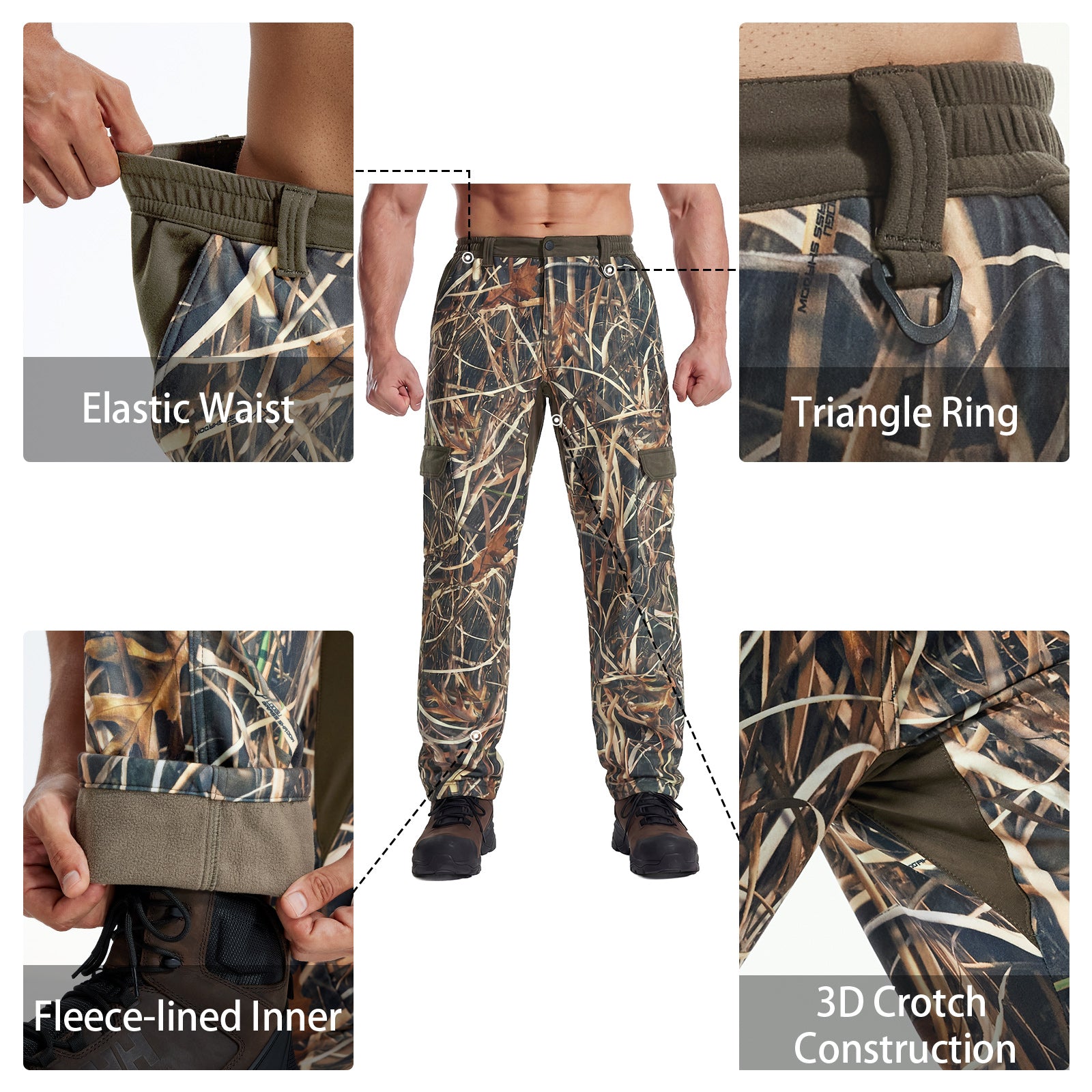 LOOGU Camo Hunting  Fleece Insulation Pants 6 pocket P20-1