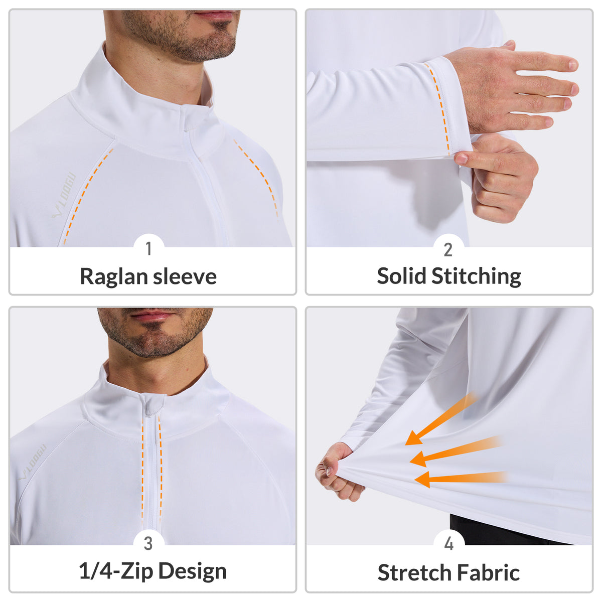 LOOGU Men's UPF50+ Quarter Zip Pullover Long Sleeve T40