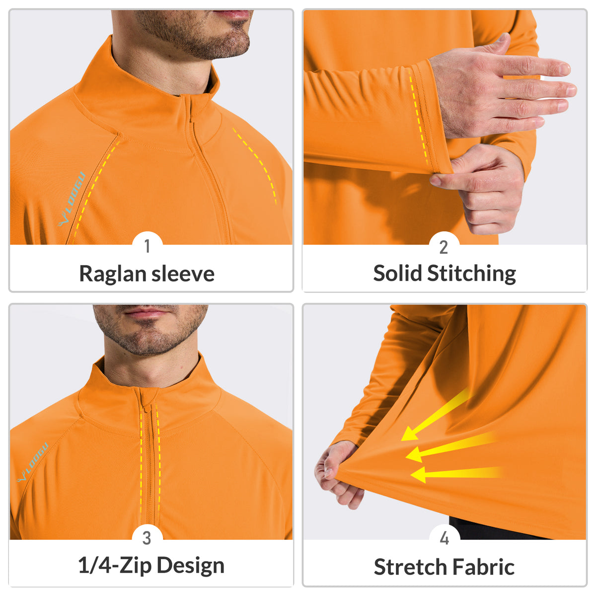 LOOGU Men's UPF50+ Quarter Zip Pullover Long Sleeve T40