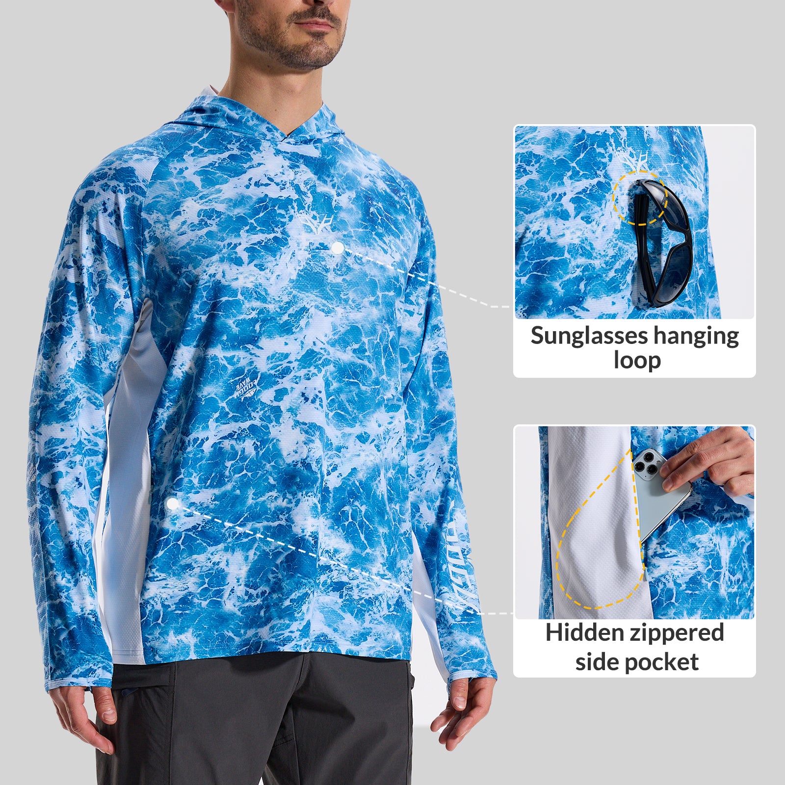 LOOGU Men’s Fishing Hoodie Long Sleeve Shirt T71