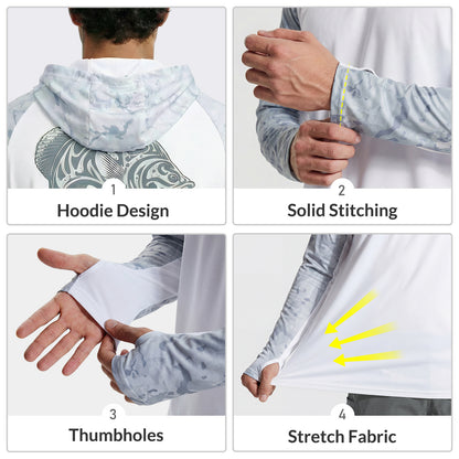 LOOGU UPF50+ Hoodies Fishing Long Sleeve Shirt T76