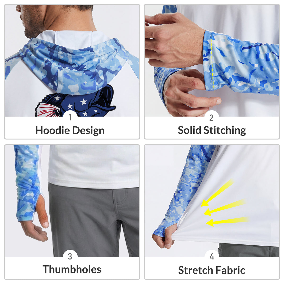 LOOGU UPF50+ Hoodies Fishing Long Sleeve Shirt T76