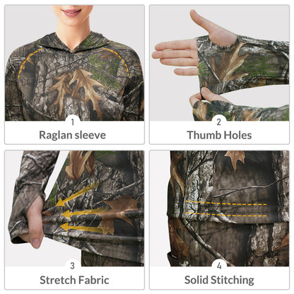 LOOGU Women's UPF 50+  Hoodies Shirts Super Tree Camo WT73