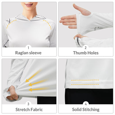 LOOGU Women's UPF 50+  Hoodies Shirts Snow WT73
