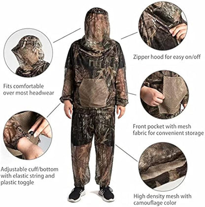 LOOGU Combinaisons anti-moustiques, pantalons anti-moustiques et veste à capuche – Maille ultra fine – pour la pêche, la randonnée, le camping et le jardinage 