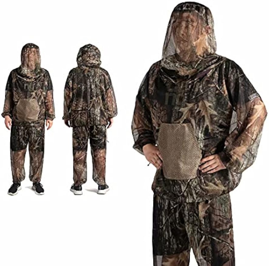 LOOGU Combinaisons anti-moustiques, pantalons anti-moustiques et veste à capuche – Maille ultra fine – pour la pêche, la randonnée, le camping et le jardinage 