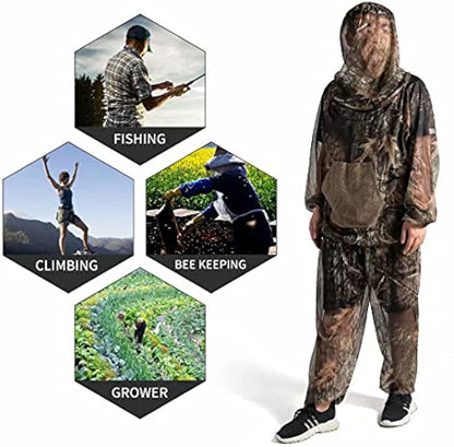 LOOGU Combinaisons anti-moustiques, pantalons anti-moustiques et veste à capuche – Maille ultra fine – pour la pêche, la randonnée, le camping et le jardinage 