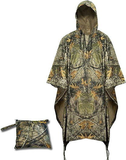 LOOGU Poncho de Pluie, Manteau de Pluie Camouflage imperméable, Feuille de Sol d'abri de Camouflage extérieur