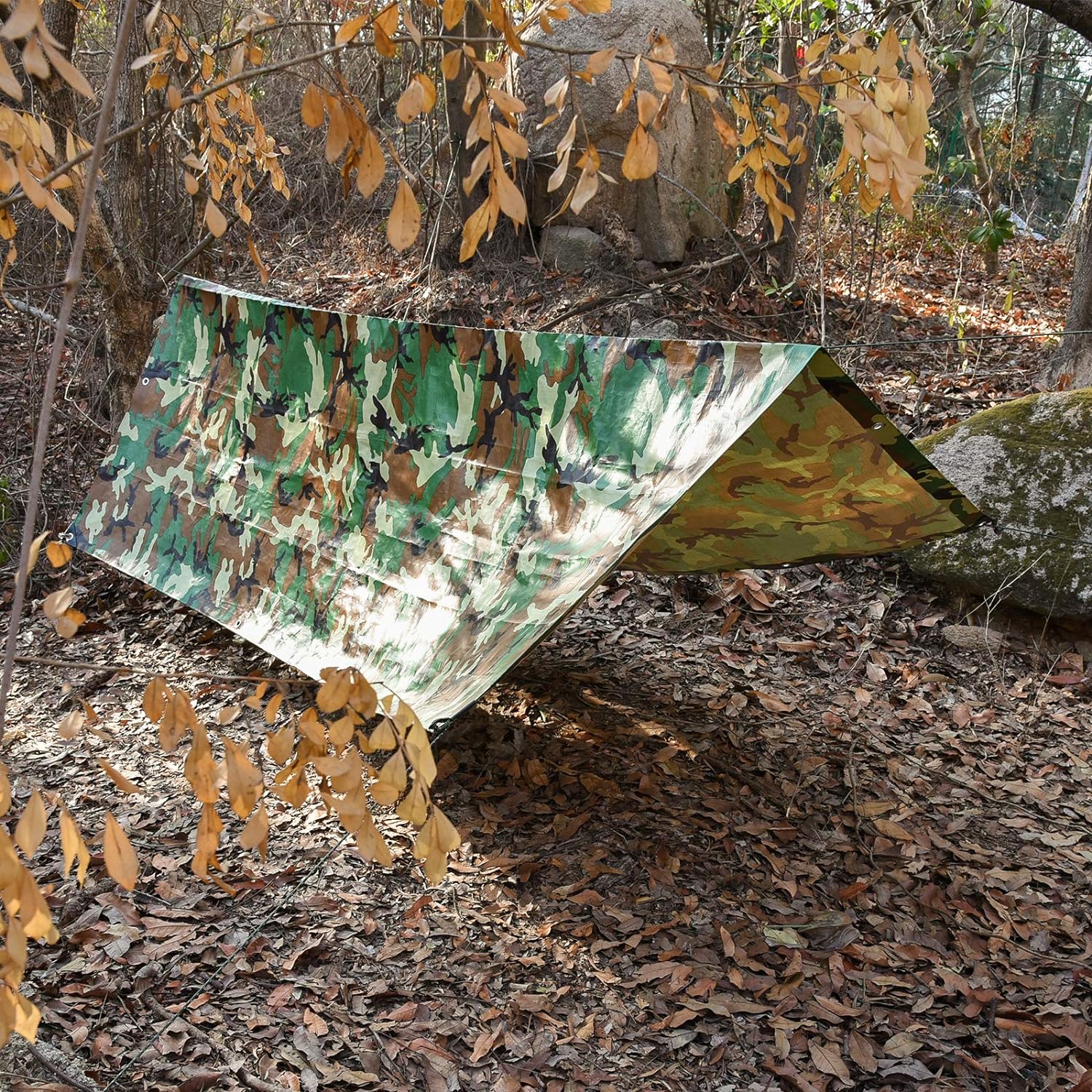LOOGU Heavy Duty Waterproof Tarp, Bionic Tree Camo Multi Purpose Poly Cover